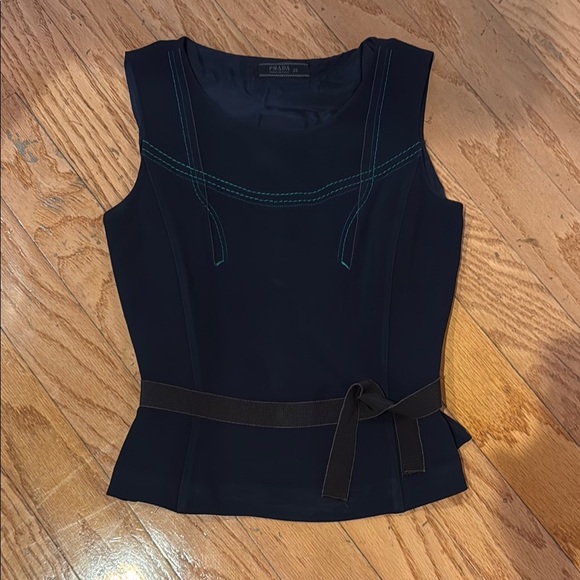 Prada Tops - Prada Blue Fitted Sleeveless Tank Top